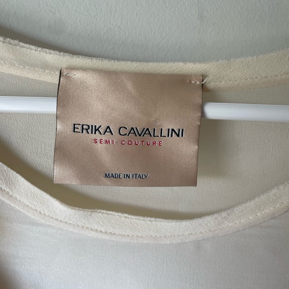Erika Cavallini Semi-Couture Ruffle Sleeves Ivory Top Size 40 100% Silk - Picture 4 of 6